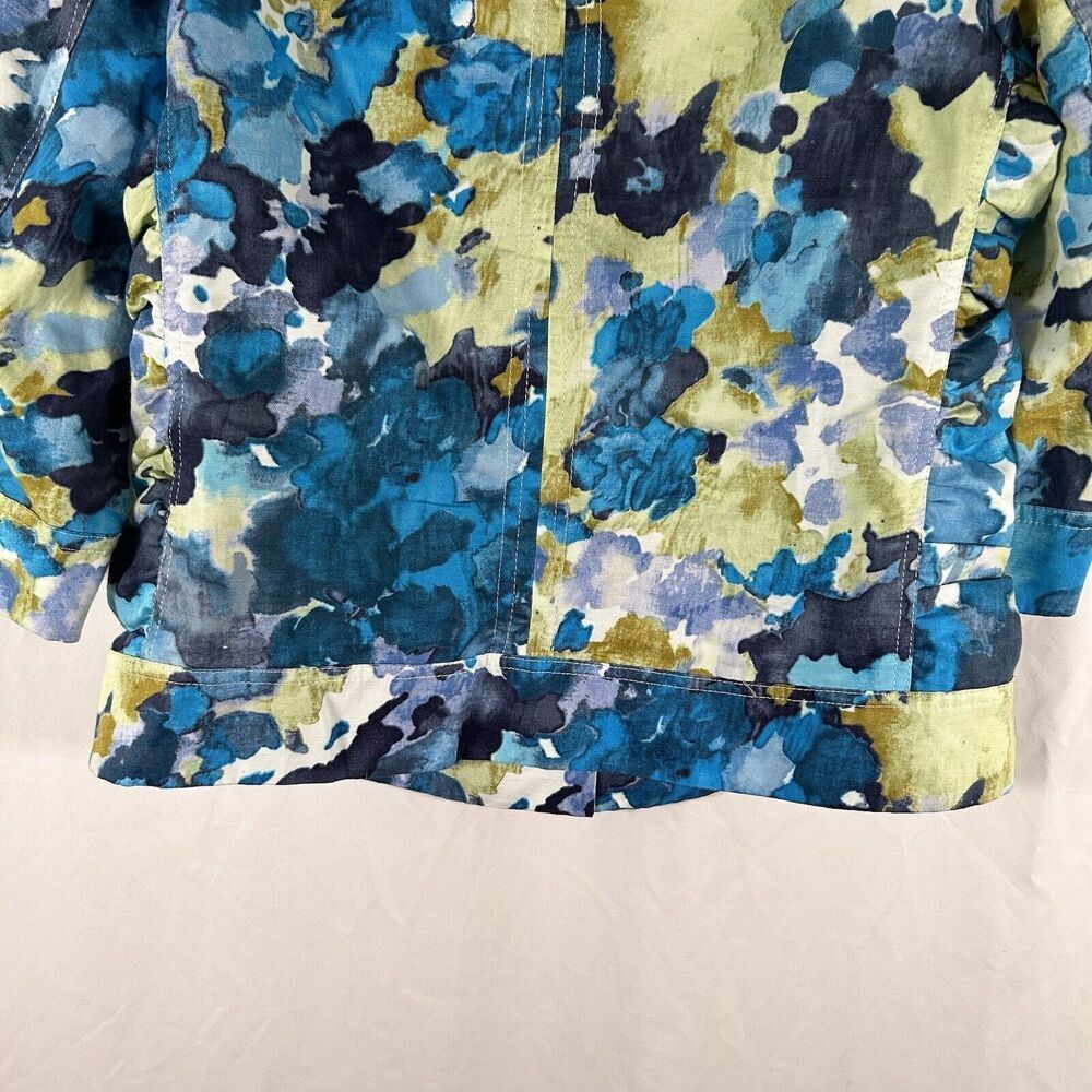 Coldwater Creek Jacket Women's 12 Blue Floral Linen Blend Button Up - Picture 9 of 9